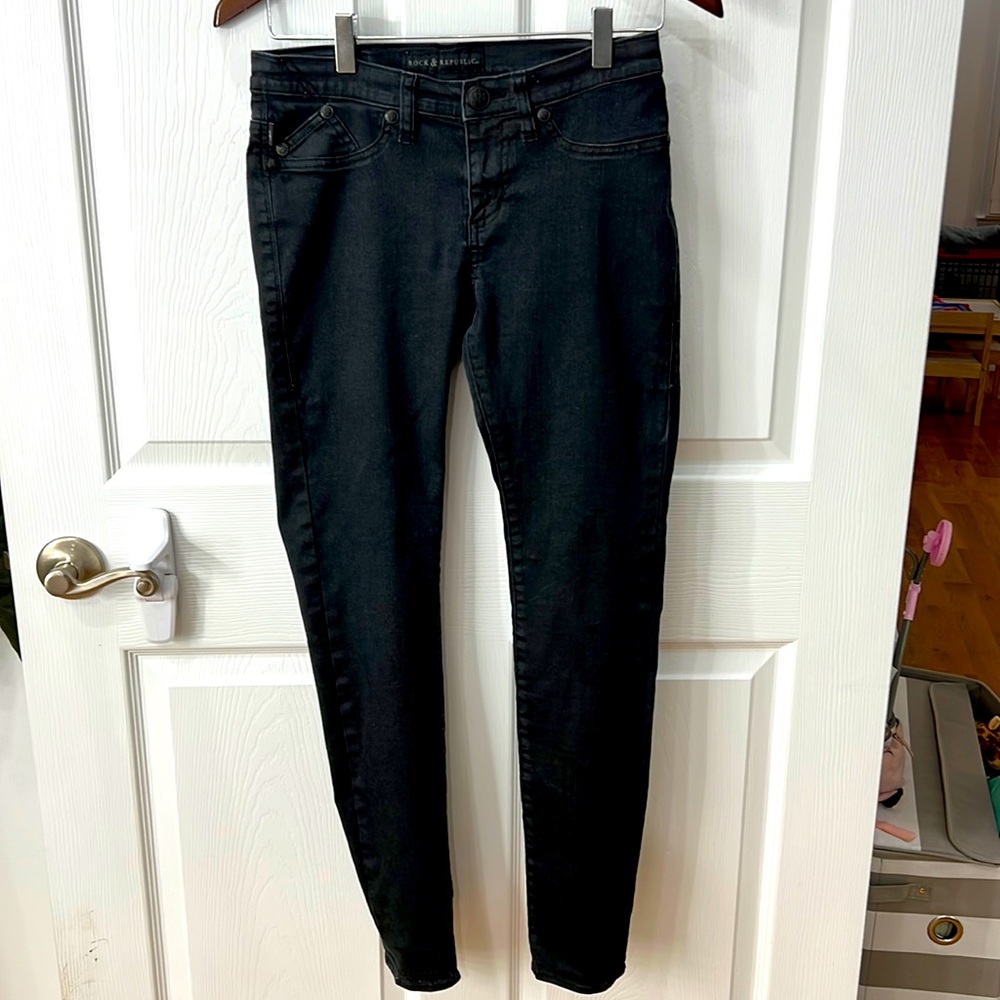 Rock & Republic Black Skinny Jeans, Size 6